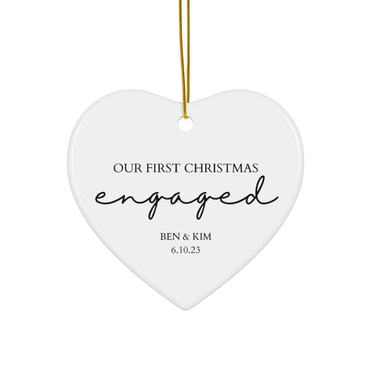 Engagement Christmas Ornament, Personalized Heart, Unique Holiday Decor, First Christmas Together, Couples Gift